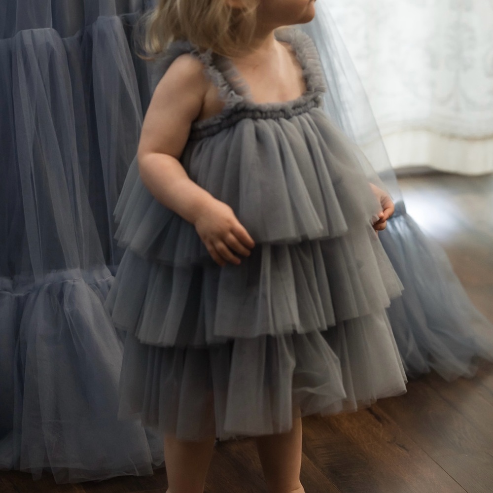 Toddler tulle photoshoot dress dusty blue 2T